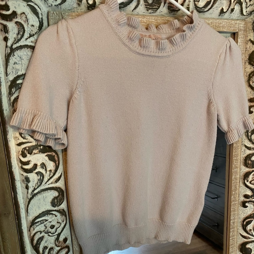 PHILOSOPHY REPUBLIC Ruffled Short Sleeve Sweater